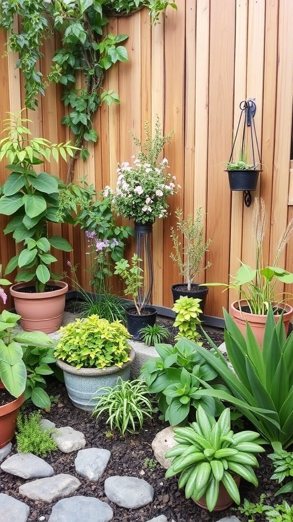 8. Create a Lush Container Garden with Layers of Greenery