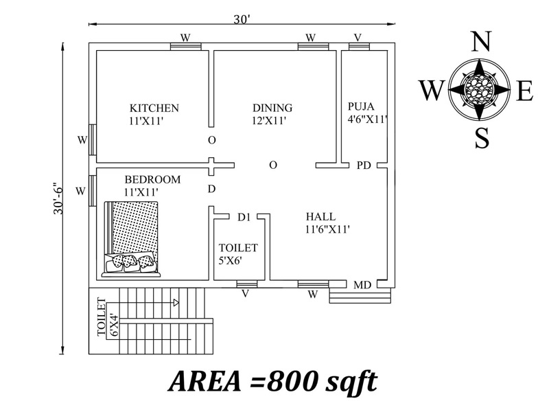 15 Beautiful 1 BHK House Plans For Indian Homes 15 Beautiful 1 BHK House Plans For Indian Homes