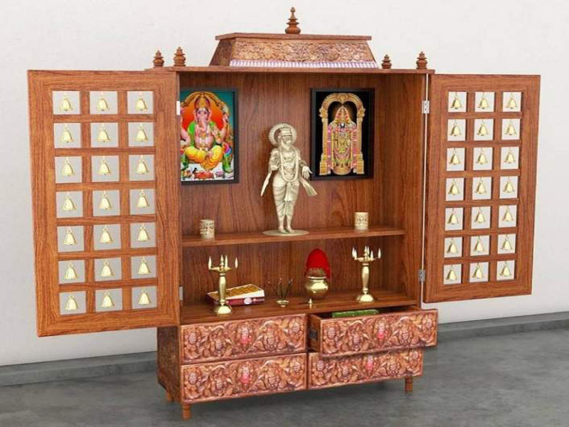 10 Simple & Latest Pooja Room Designs In Wood 10 Simple & Latest Pooja Room Designs In Wood