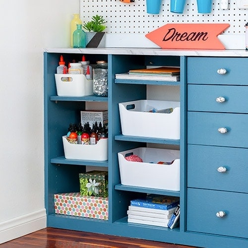DIY Craft Closet Organizer With Drawers