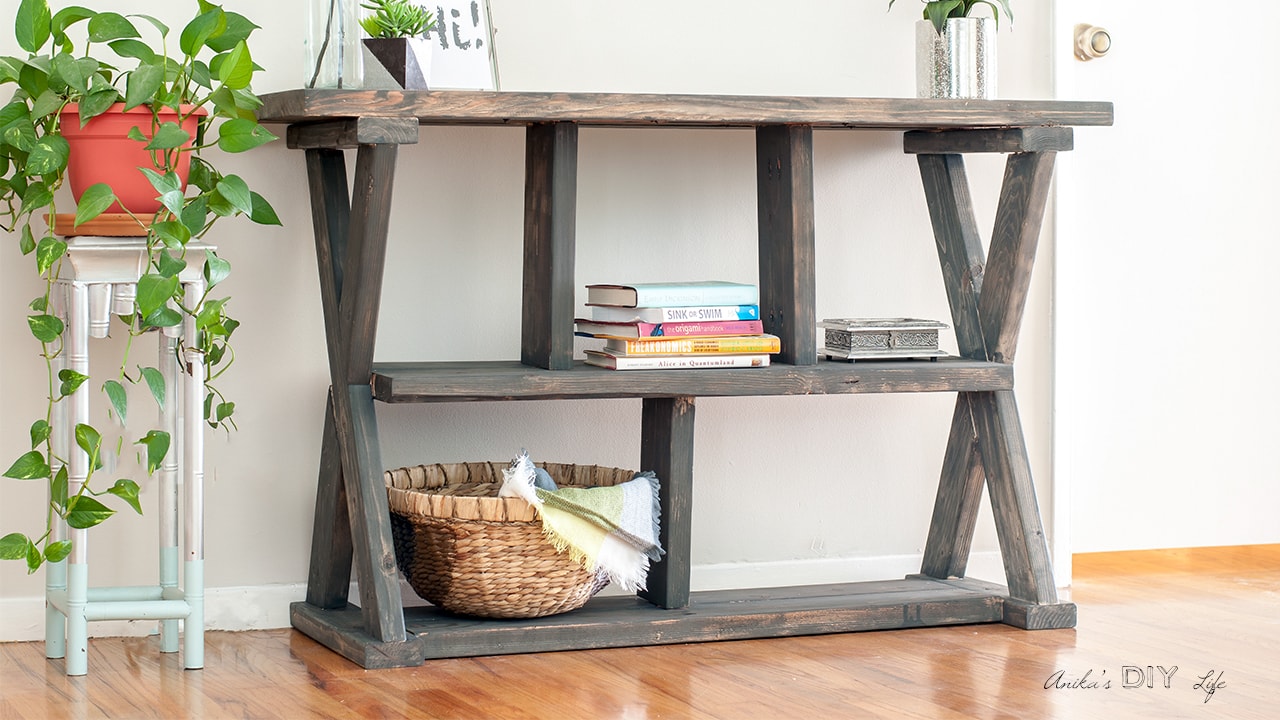 DIY Rustic X-Leg Console Table With Plans DIY Rustic X-Leg Console Table With Plans