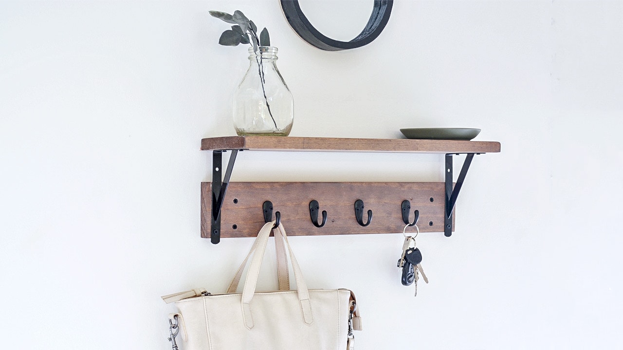 DIY Entryway Shelf With Hooks