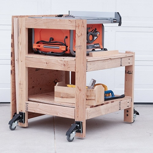 DIY Table Saw Stand With Folding Outfeed Table