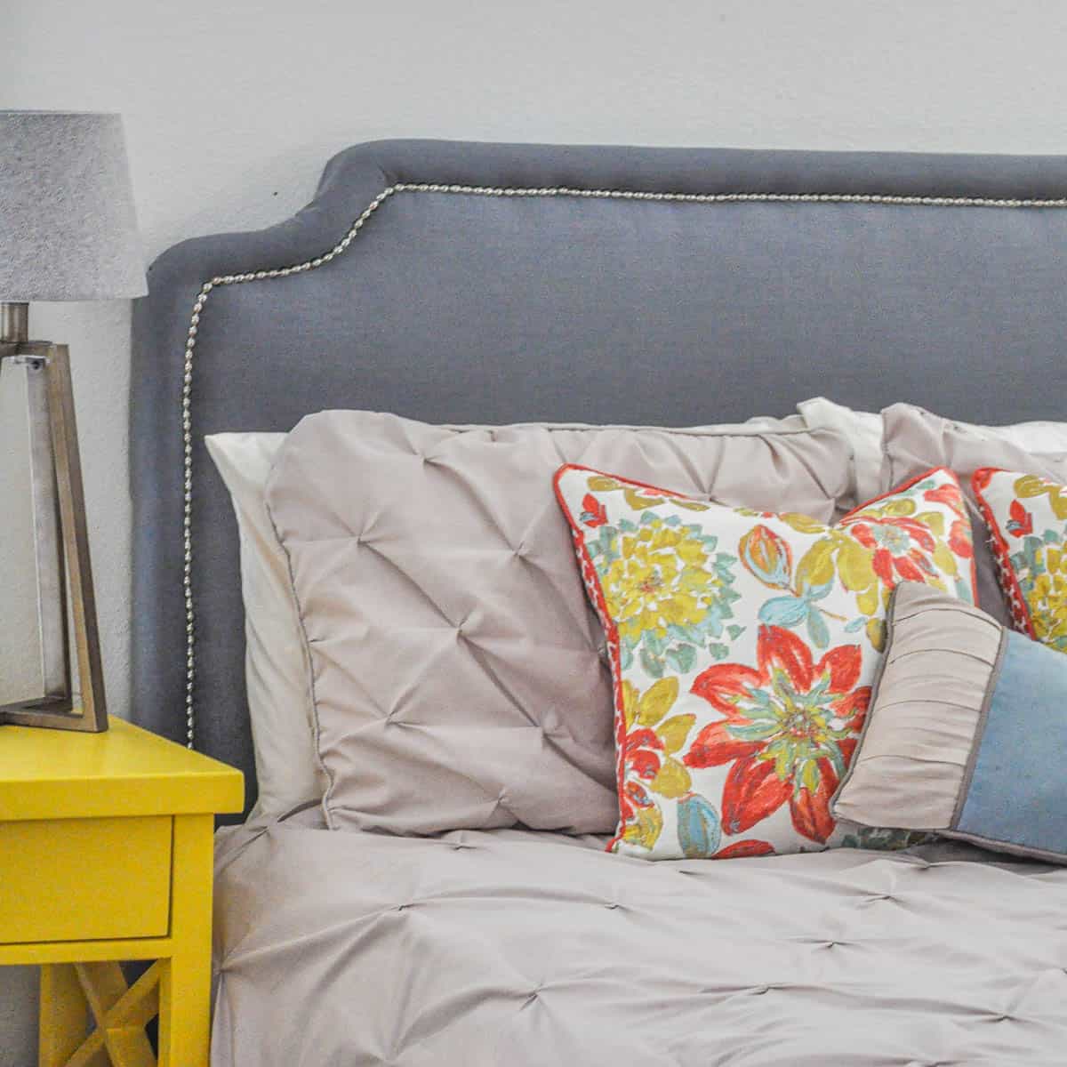Easy DIY Upholstered Headboard With Nailhead Trim (Under !)