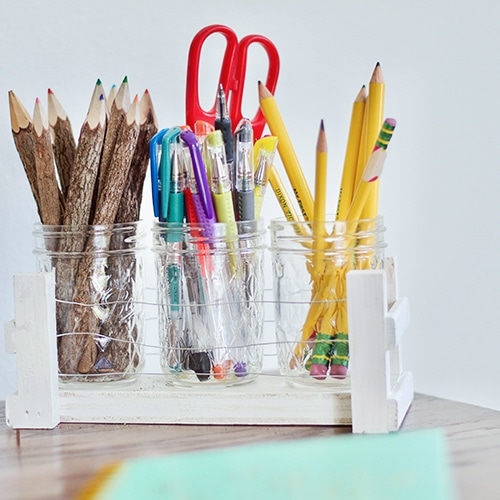 DIY Mason Jar Desk Organizer Using Scrap Wood DIY Mason Jar Desk Organizer Using Scrap Wood