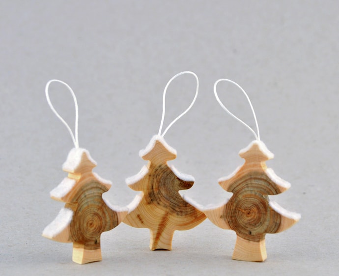 Wooden Christmas Decorations Made from Juniper Tree