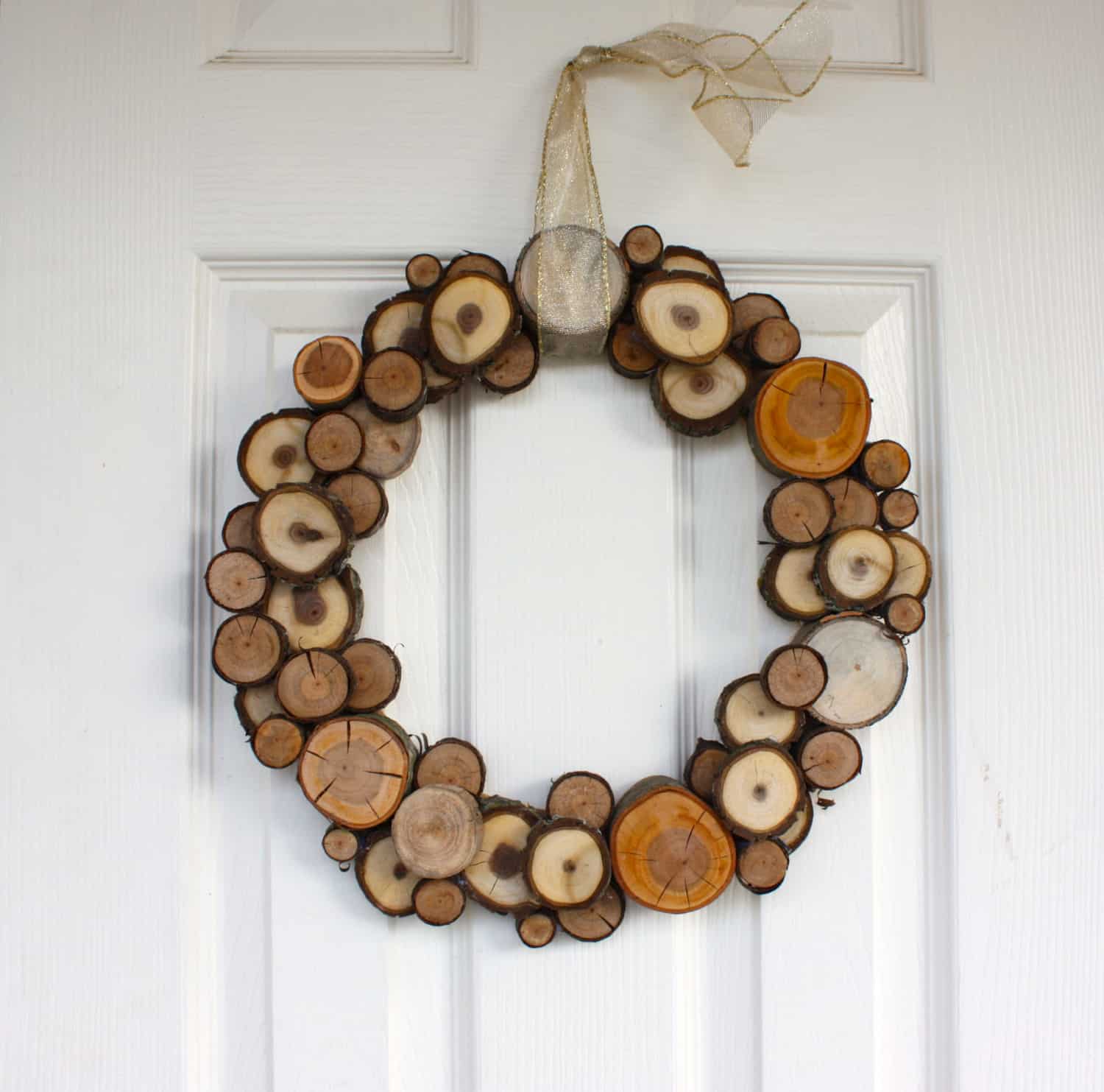 Woodland Christmas Natural Wood Slice Wreath